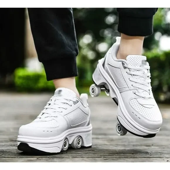 2-in-1‎ Roller Skates & Sneakers Unisex Retractable Wheels Size 3.5(34) - Picture 4 of 6